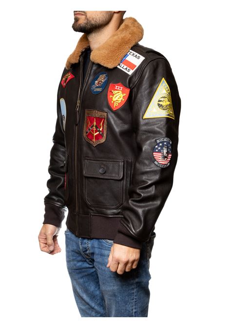 giubbino pelle marrone TOP GUN | TG1PELLE-BROWN